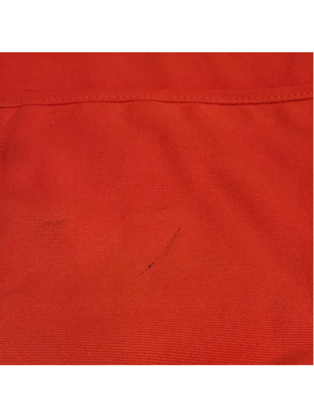 Fossil Orange Canvas Tote Bag Brown Leather Handles Shoulder Purse Zip Top - Picture 5 of 14